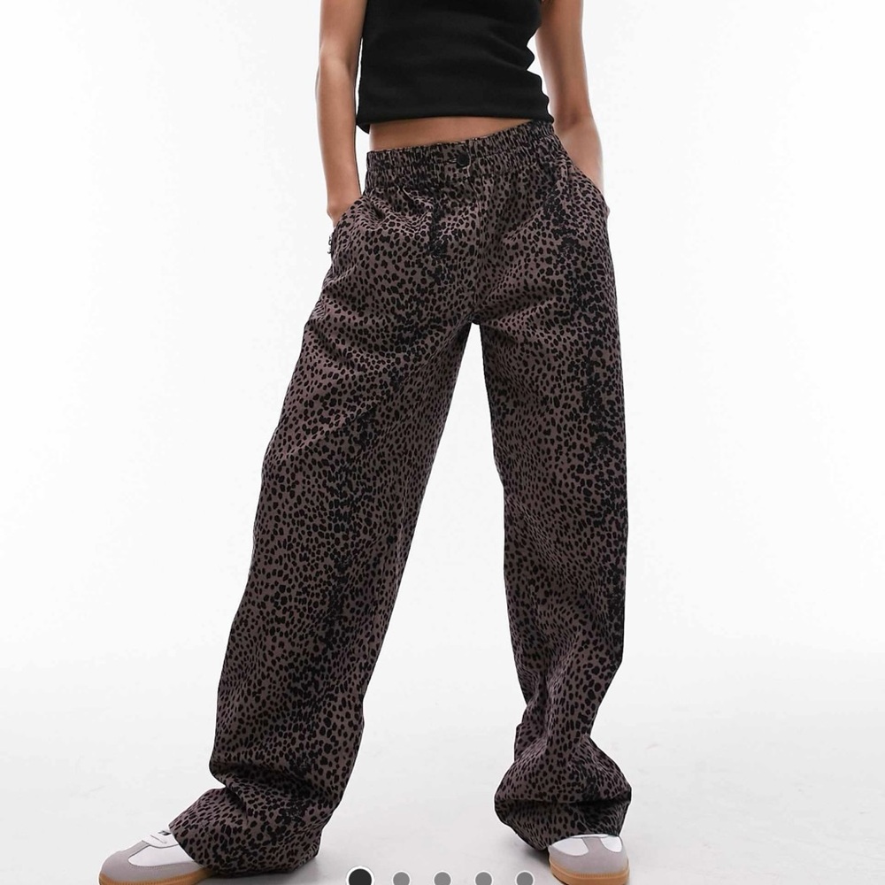 Topshop Brown Leopard Print Trousers